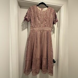 Ivy City Co Dusty Pink Lace Midi Dress